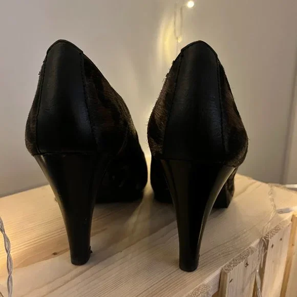 European Pony Hair Leopard Print heels - Picture 7 of 13